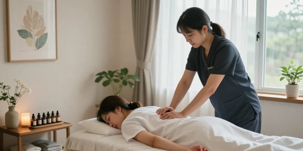 Serene 서울출장마사지 session with a professional therapist in a calming atmosphere.
