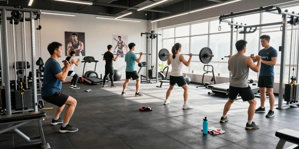Astera Shop offers a vibrant fitness atmosphere with athletes training and advanced equipment.