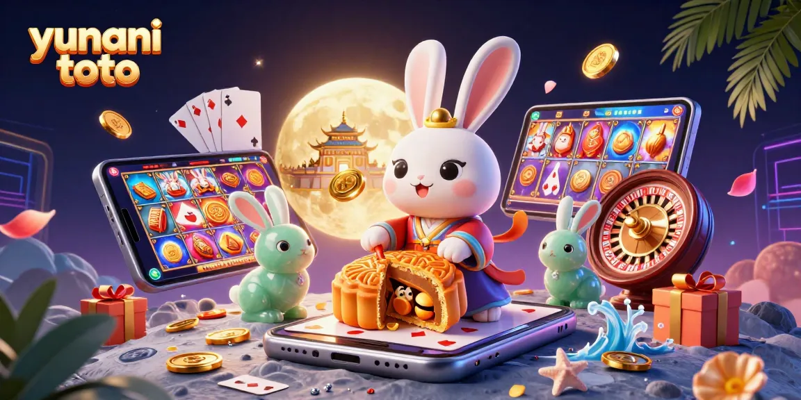 Experience thrilling gaming with yunani toto as a moon rabbit unveils poker chips inside mooncakes.