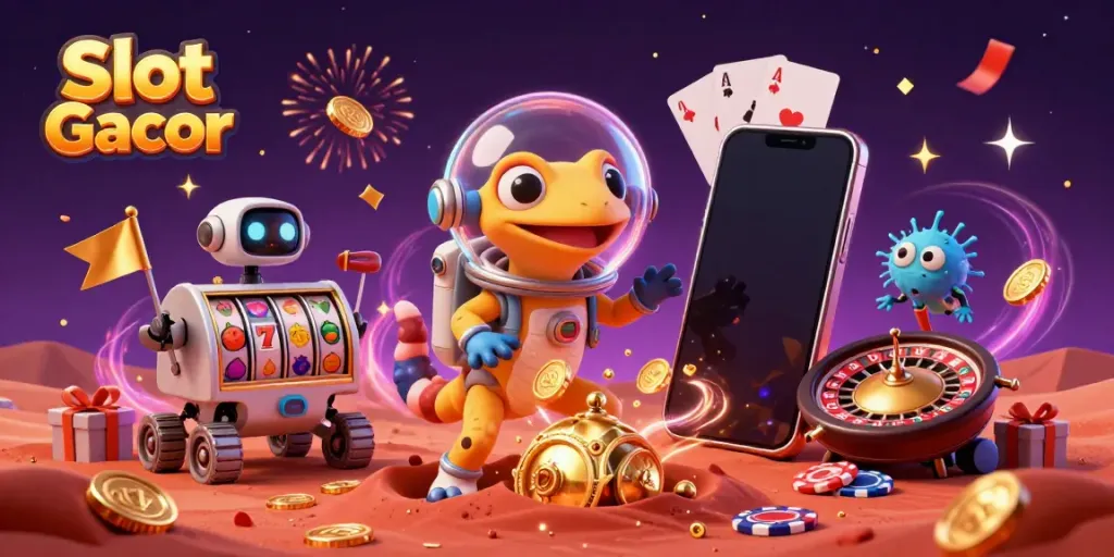 Slot Gacor membawa suasana kasino dengan gecko dan robot di Mars.