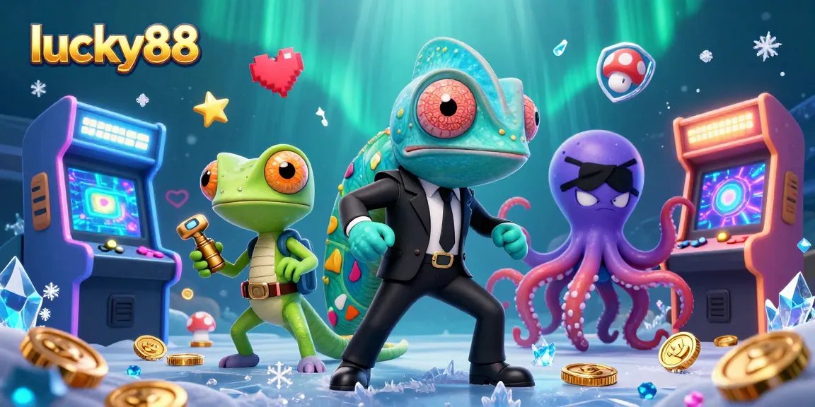 Engage with the immersive lucky88 casino scene featuring vibrant 3D characters and game elements.