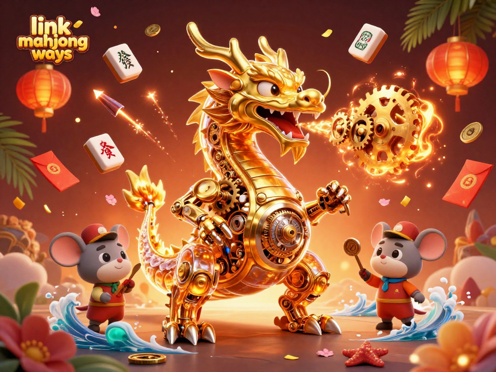 Engage with link mahjong ways as you explore a vibrant 3D scene featuring dragon and mahjong elements.