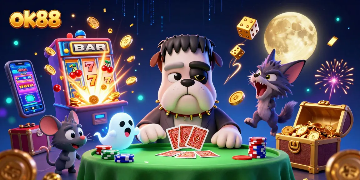 ok88 engages players with dynamic casino elements and vibrant visuals in a thrilling gaming scene.