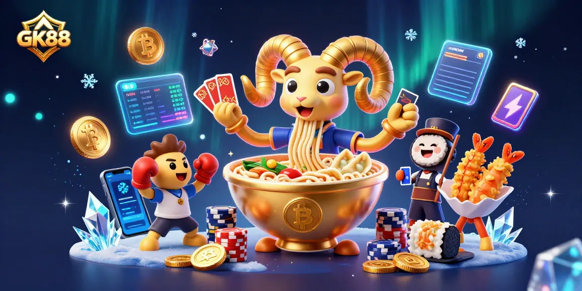 GK88 showcases a vibrant 3D casino scene with characters and crypto elements for engaging gameplay.
