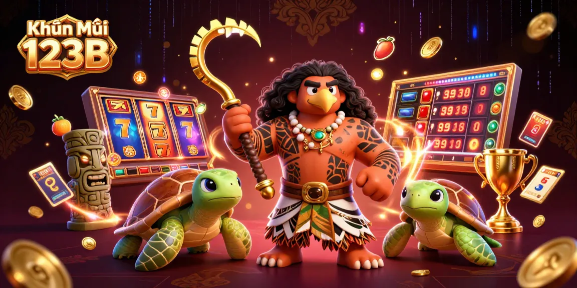 Experience Khuyến Mãi 123B with an exciting dynamic casino scene featuring vibrant 3D characters and elements.