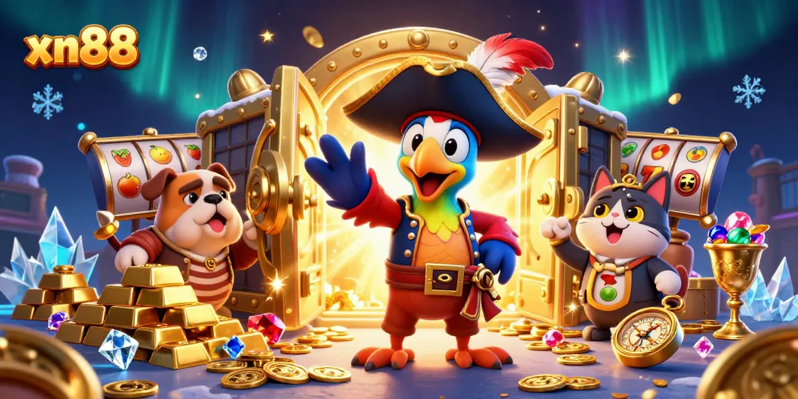 Experience exhilarating wins at XN88 casino featuring a navigational theme with vibrant treasures and characters.
