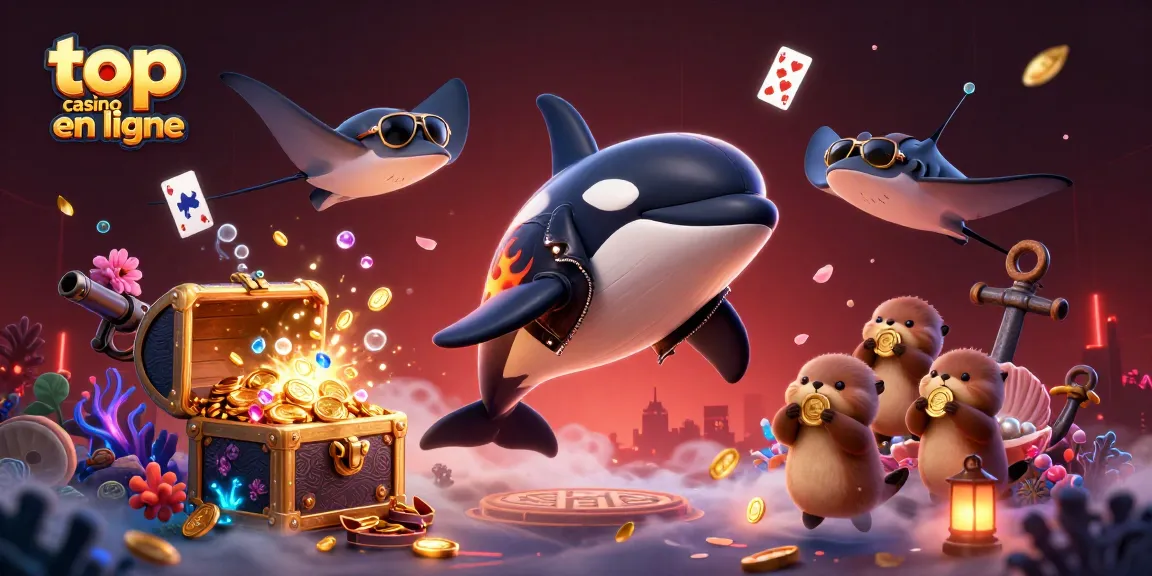 Profitez des meilleurs jeux dans un top casino en ligne avec des otaries gardant des pièces d'or.