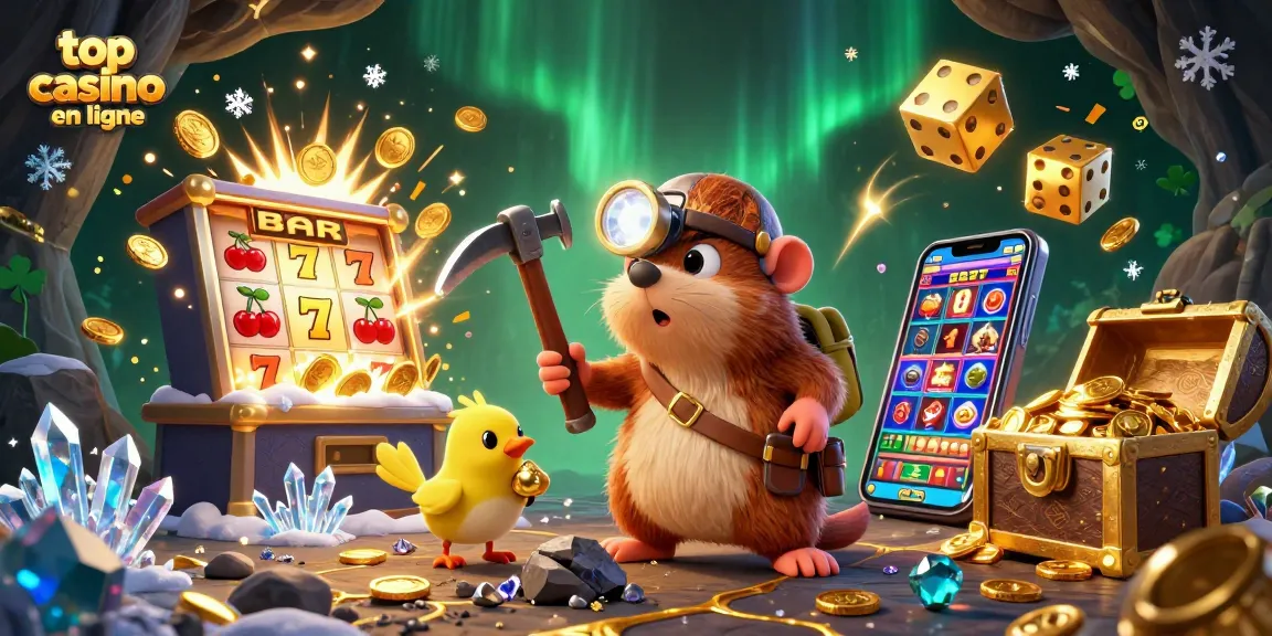 Profitez de l'expérience amusante d'un top casino en ligne avec un mole chasseur de trésors et des jeux colorés.