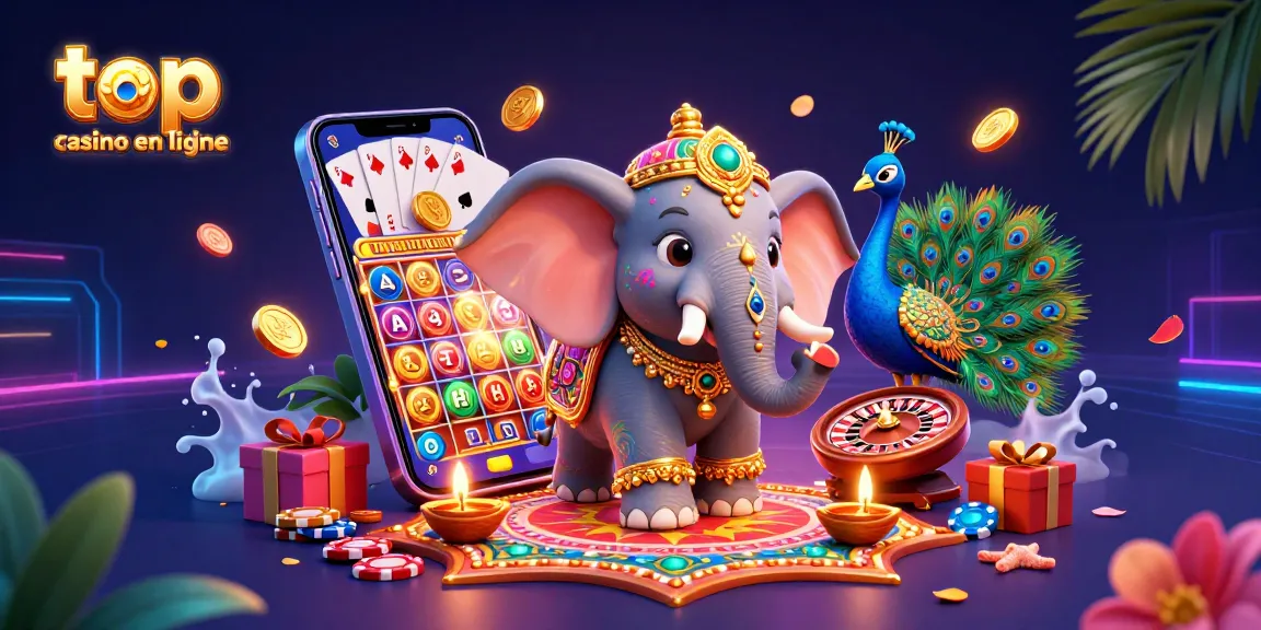 Gagnez avec des jeux au top casino en ligne : éléphant coloré et objets de jeu
