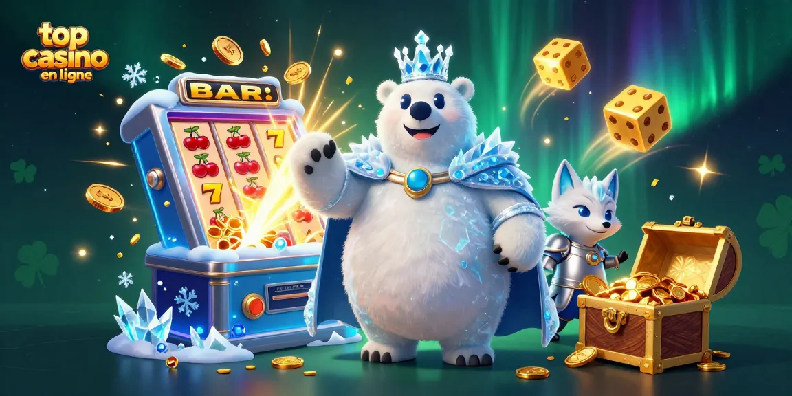 Jouez au meilleur casino en ligne avec un ours polaire royal et son compagnon, entourés de machines à sous