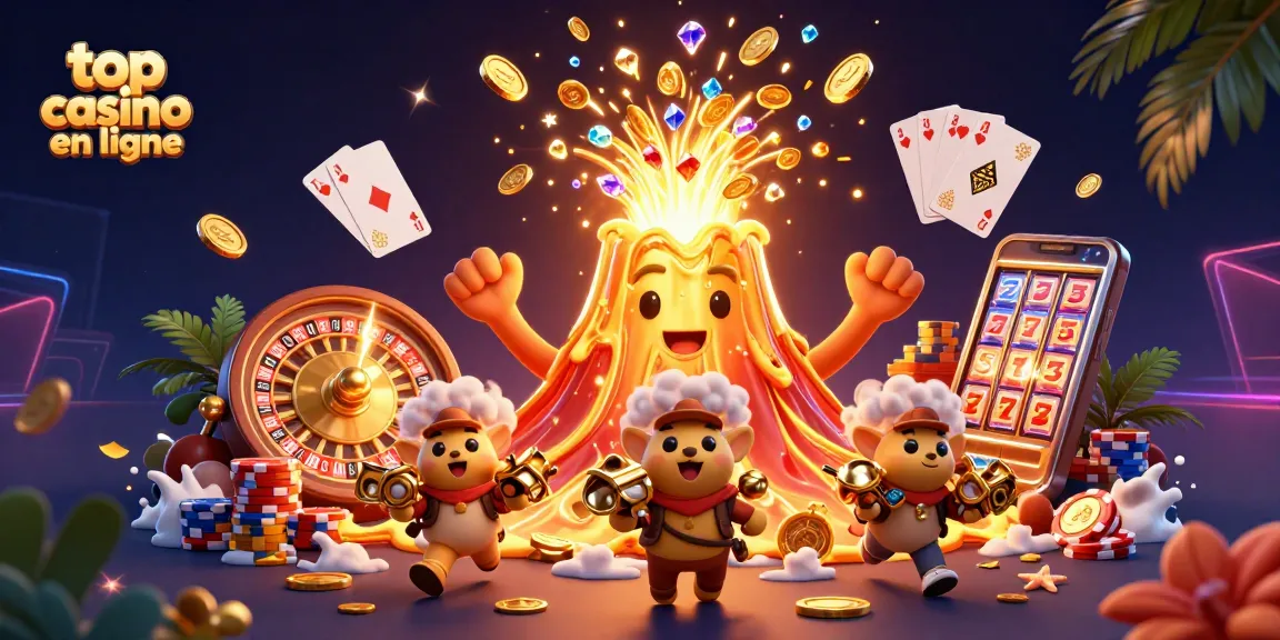 Jouer aux machines à sous exceptionnelles dans le top casino en ligne avec un volcan doré éruptif