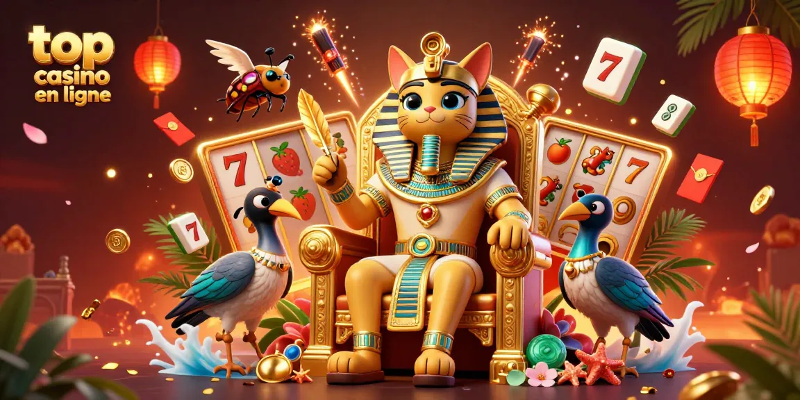 Jouez dans les meilleurs casinos en ligne avec un chat pharaon égyptien qui s'illumine avec des éléments de jeu