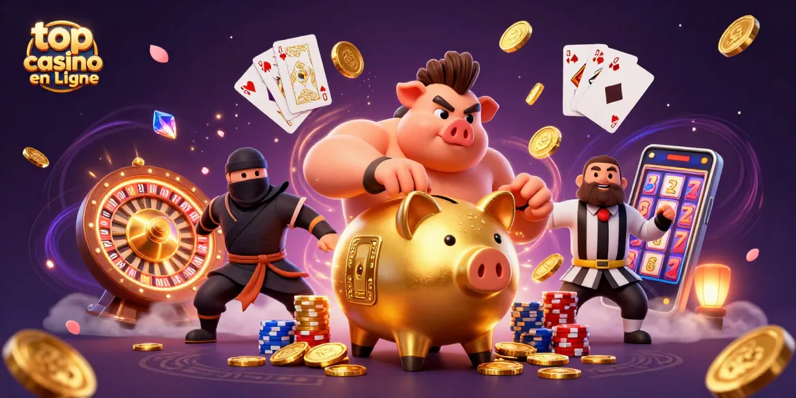 Scène animée illustrant des personnages de casino, mettant en avant le top casino en ligne.