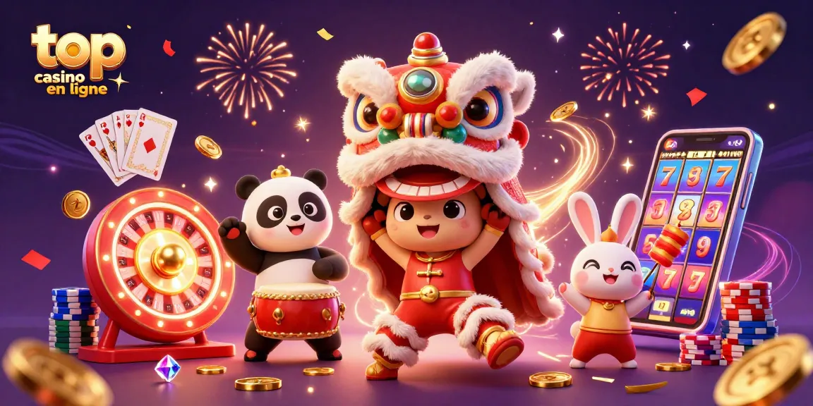 Admirez cette scène festive du top casino en ligne avec des personnages de danse et des éléments de jeu.