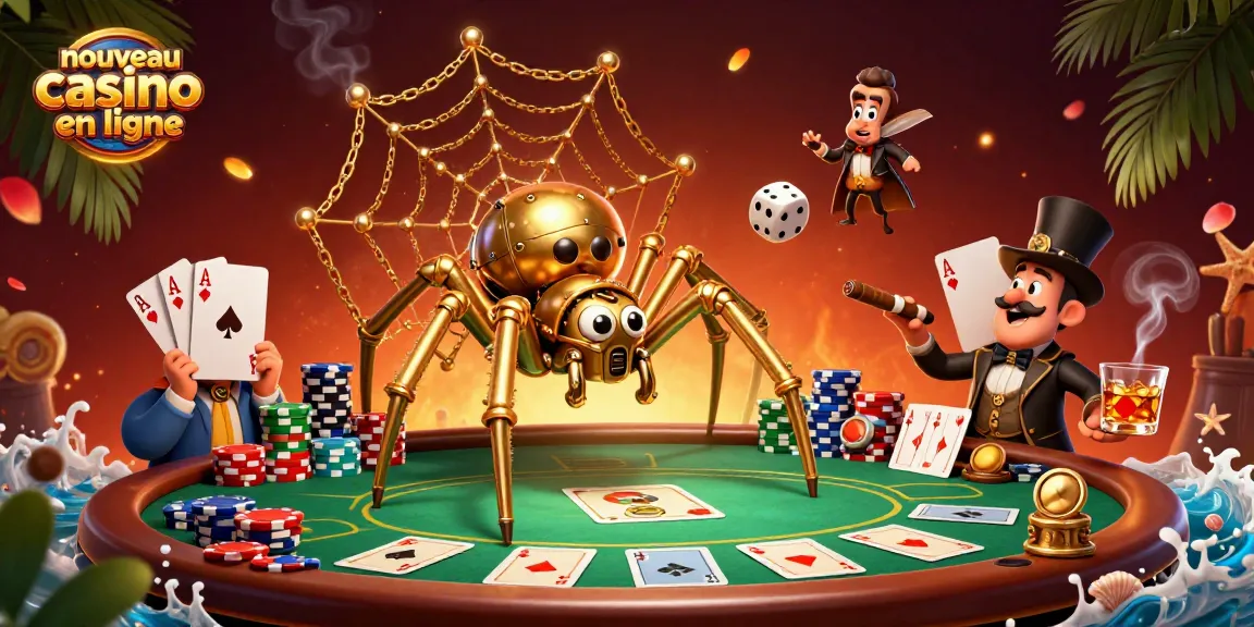 Découvrez un nouveau casino en ligne avec une araignée dorée steampunk et un gentleman joyeux captivés dans un monde de paris.