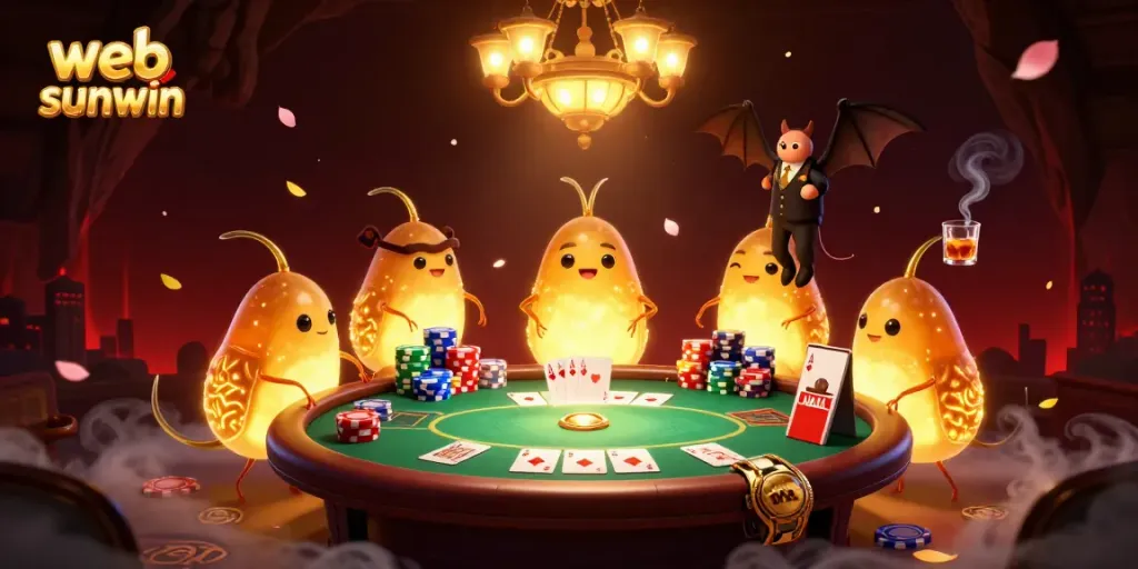 Experience the thrill of web sunwin with glowworms lighting up a dynamic casino scene.