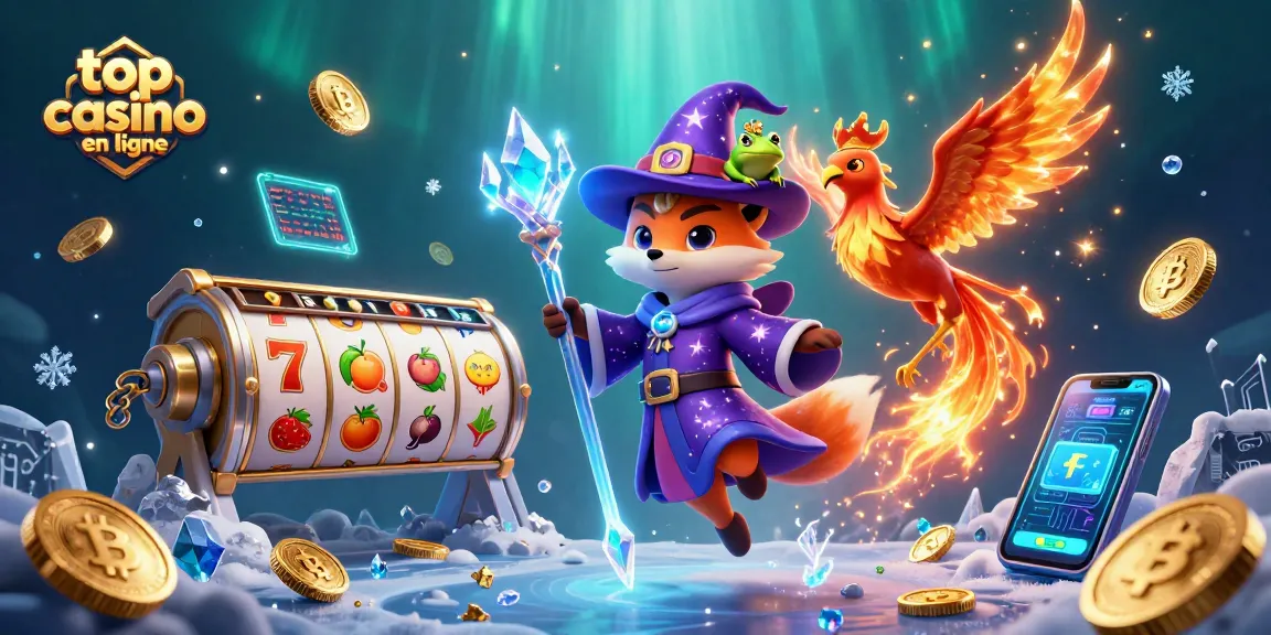 Découvrez les jeux au top casino en ligne avec une scène vibrante d'illustration 3D animée.