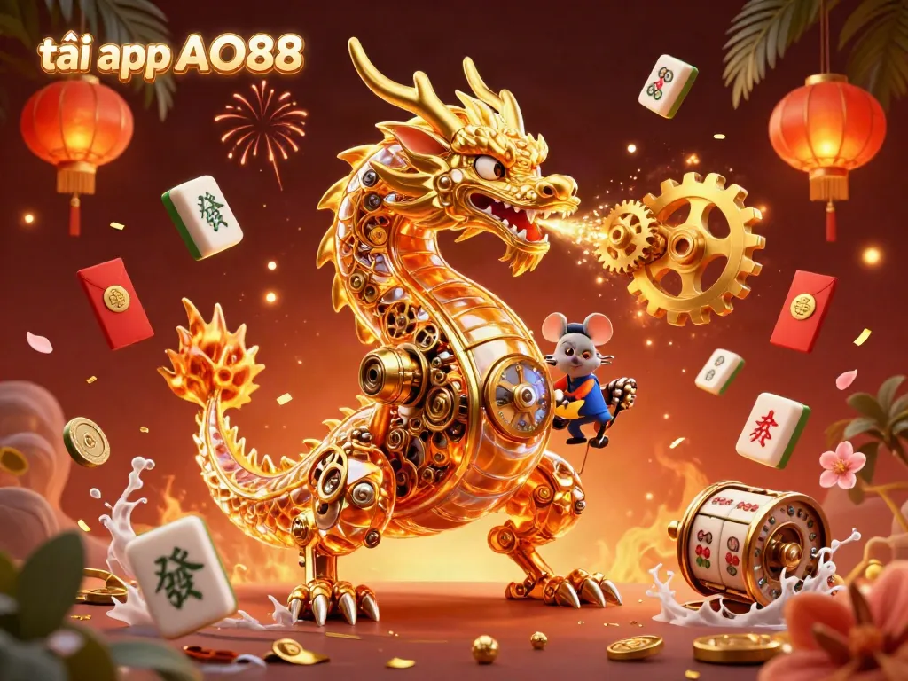 Experience the thrill of tải app AO88 with a magical dragon and casino elements in a stunning 3D scene.