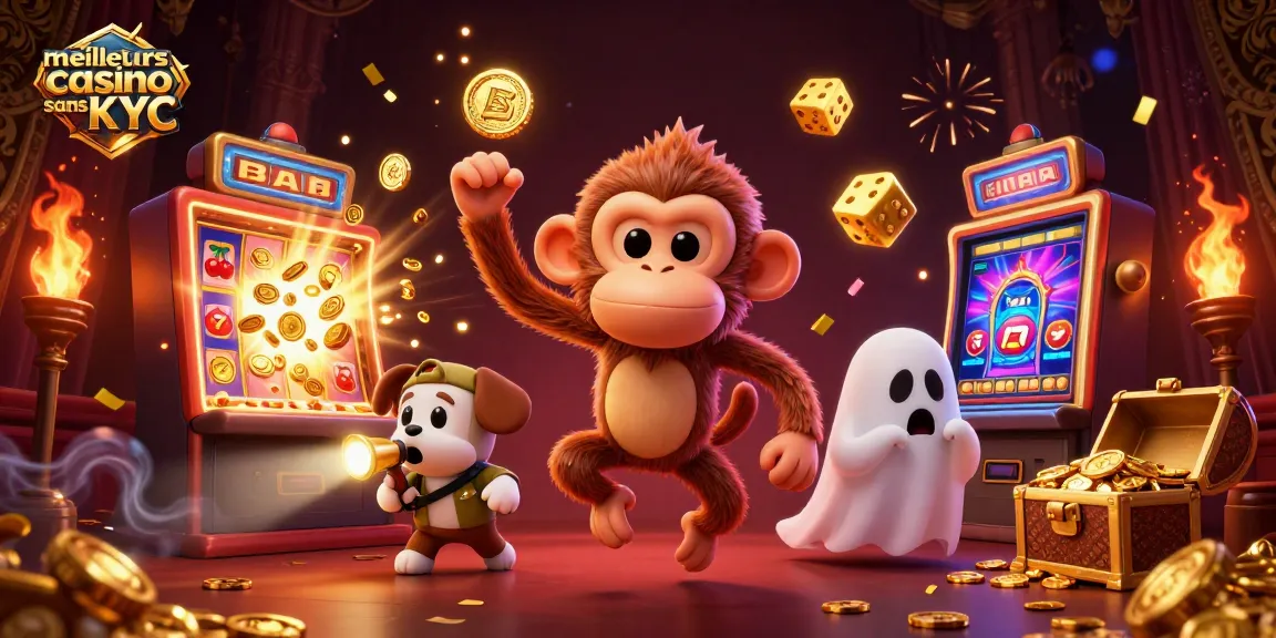 Illustration de jeux dans les meilleurs casinos sans KYC avec des éléments de casino captivants.