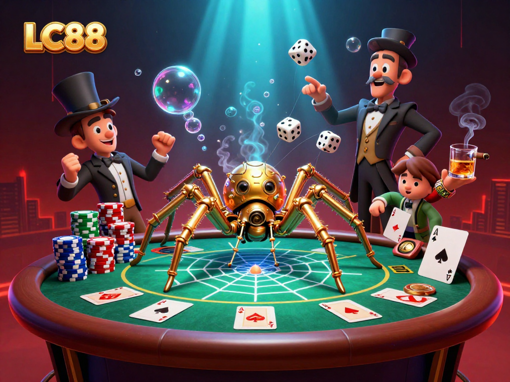 LC88's captivating steampunk spider traps dice in a rich casino scene full of action.