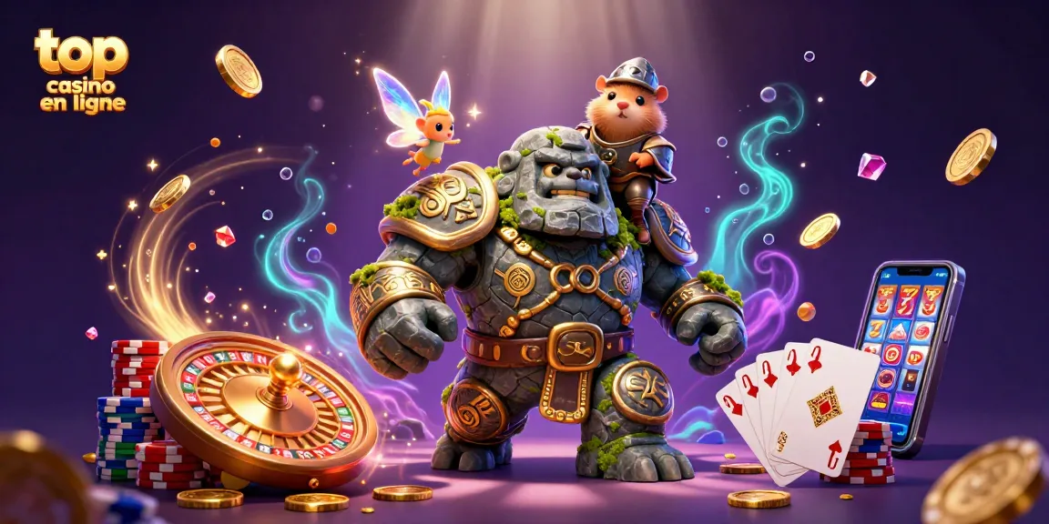 Visualisez des gains incroyables au top casino en ligne, avec un golem enchanté et des éléments de jeu dynamiques.