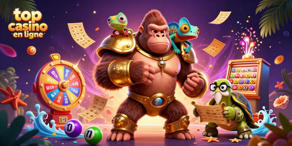 Jouer dans le meilleur casino en ligne avec un gorille puissant et des éléments de jeu captivants.