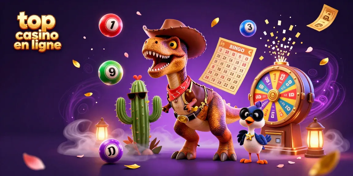 Top casino en ligne: Tirez des jeux passionnants avec un dinosaure cowboy dans un monde animé.
