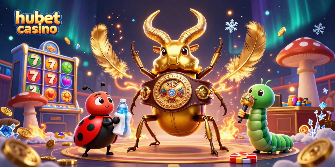 Experience excitement at hubet casino with a vibrant boxing match between unique insect characters.