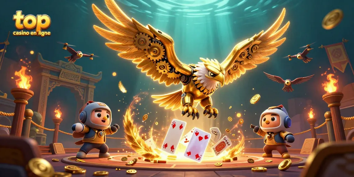 Rejoignez l'action des meilleurs jeux de hasard au meilleur casino en ligne avec des cartes holographiques et des aigles cybernétiques.