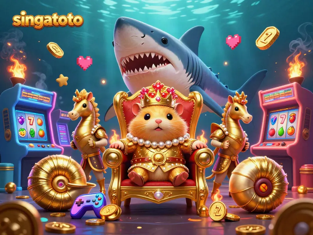 Play and win on singatoto's vibrant casino-themed illustration filled with engaging game elements.