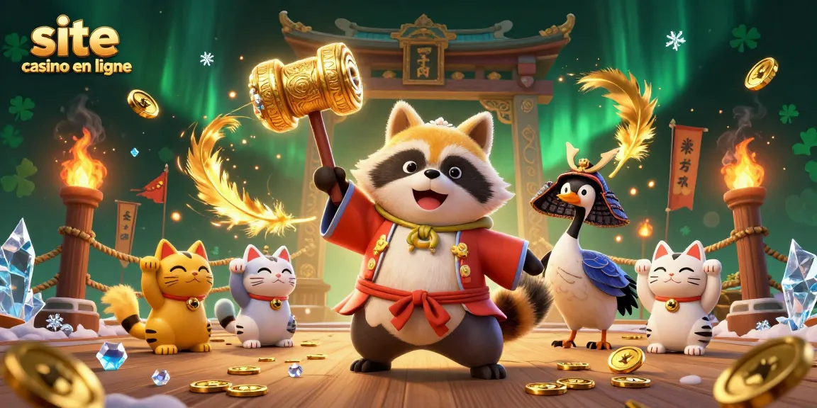 Maniables en ligne : Jouez sur un site casino en ligne avec un tanuki chanceux et des personnages japonais.