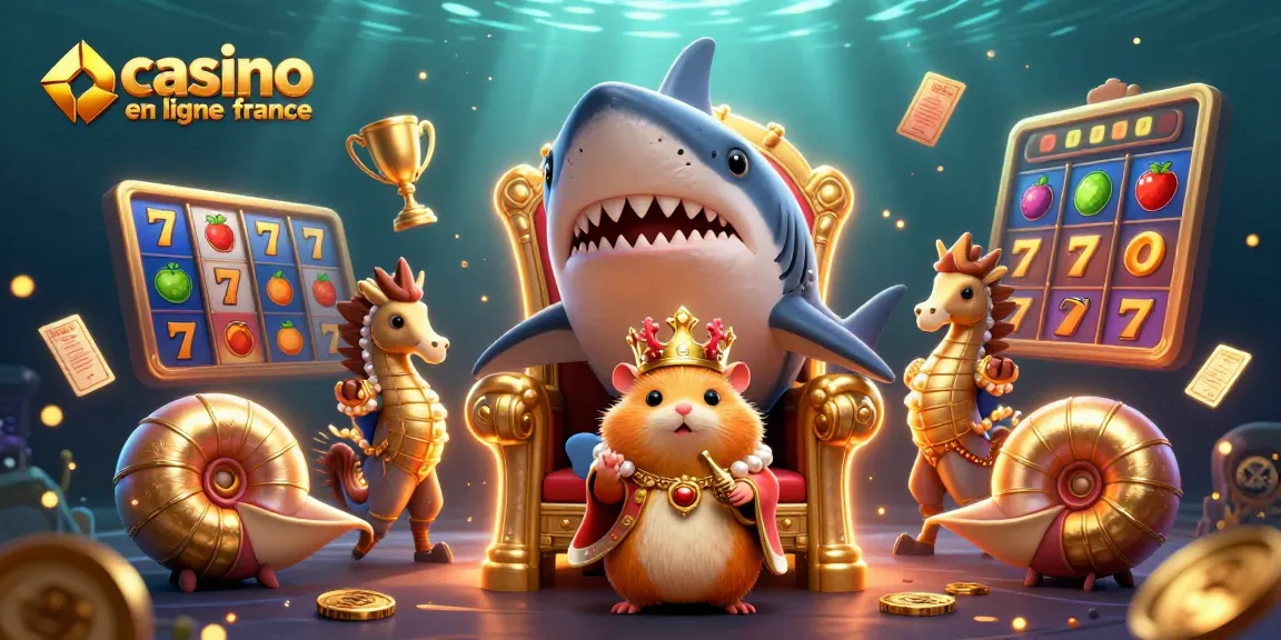Jouez à casino en ligne France avec un roi hamster doré entouré d'éléments de machine à sous captivants.