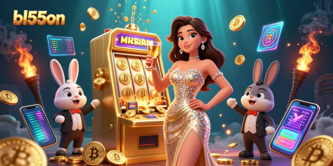 Experience exhilarating wins at bl555on with a stunning jackpot slot machine illustration.