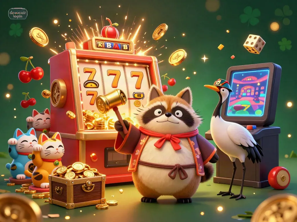 Engage in the excitement of slot gaming with the dewacair login scene featuring lively characters and vibrant casino elements.