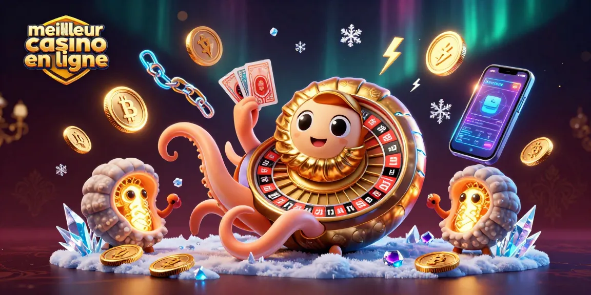 Visitez le meilleur casino en ligne avec un nautilus géant, des pièces de crypto et des jeux captivants.