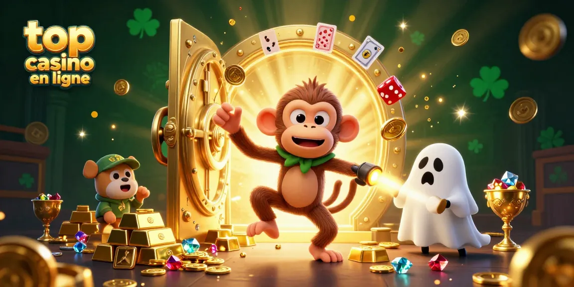 Découvrez un casino hanté animé avec un singe farceur et un chiot, un meilleur casino en ligne captivant.