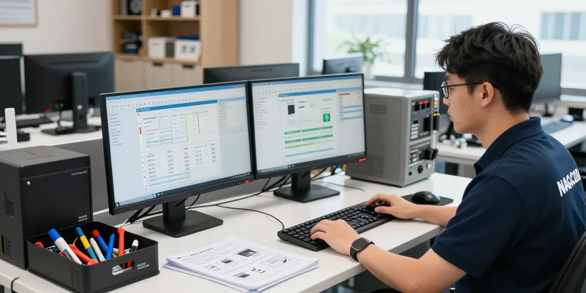 NAGA2000 technical support technician analyzing system diagnostics in a modern workspace.