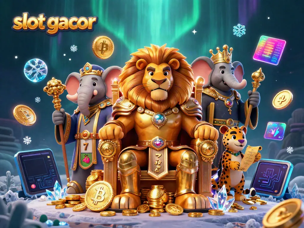 Experience thrilling gameplay with slot gacor symbols featuring a lion king, elephant advisor, and cheetah messenger.