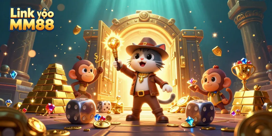 Engage with Link vào MM88 by uncovering treasures, winning gems, and casino artifacts in a vibrant 3D scene.