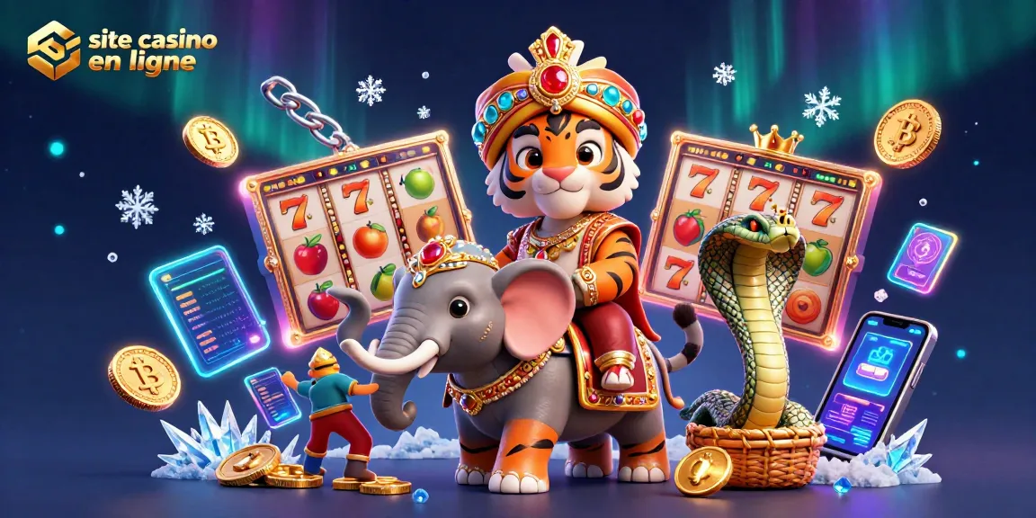 Découvrez l'animation dynamique du site casino en ligne avec une illustration captivante des jeux de machines à sous.
