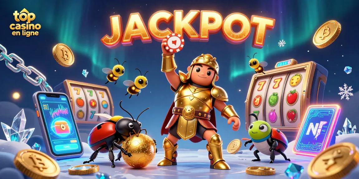 Vivez l'excitation des jeux avec le top casino en ligne, où un scarabée en armure célèbre un jackpot.