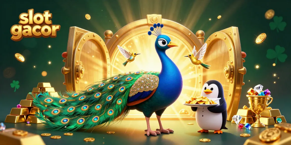 Spin and win big with slot gacor in an exciting casino scene of vibrant characters and gold treasures.