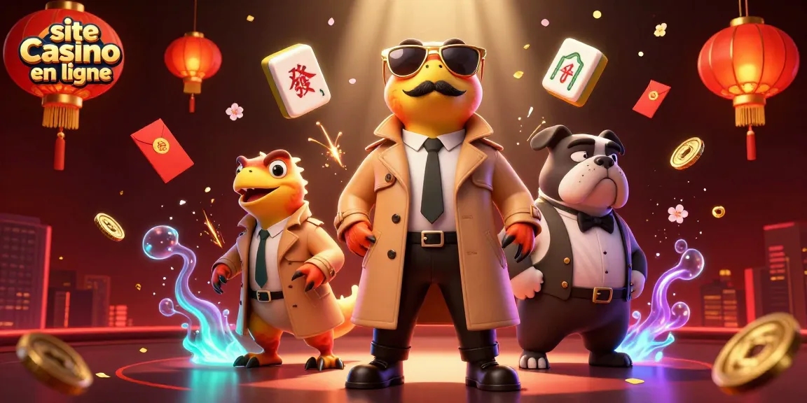 Les raptors déguisés tentent d'entrer dans un site casino en ligne, avec des éléments de jeu colorés autour d'eux.