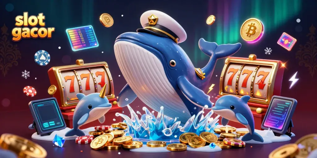 Experience slot gacor action with whimsical sea creatures and exciting casino elements in this vibrant illustration.