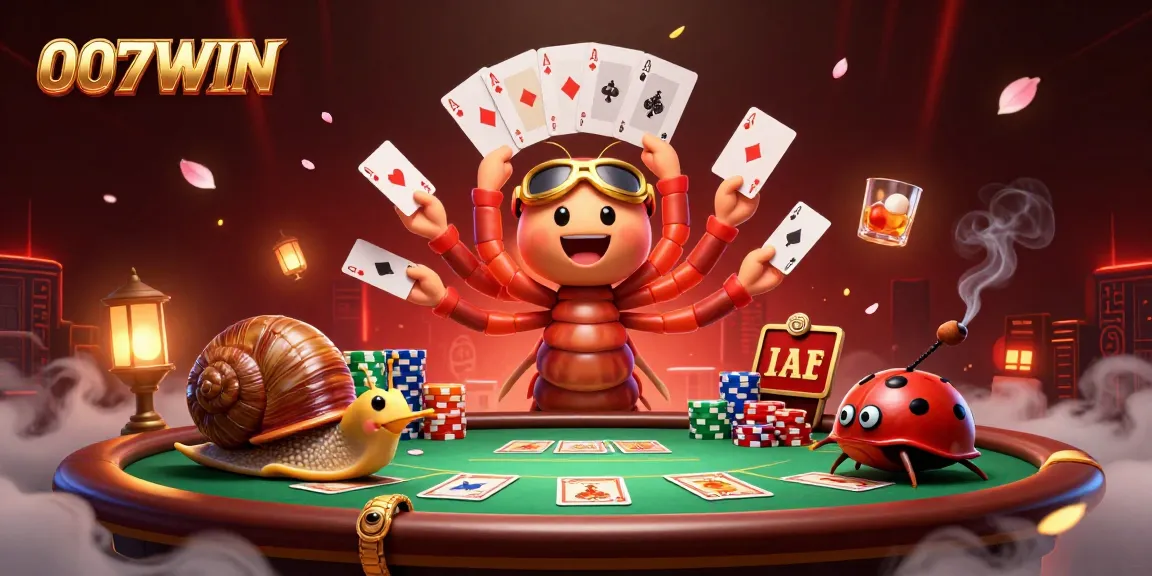 Engage in thrilling poker action at 007WIN with cartoon dealer and high-roller excitement.