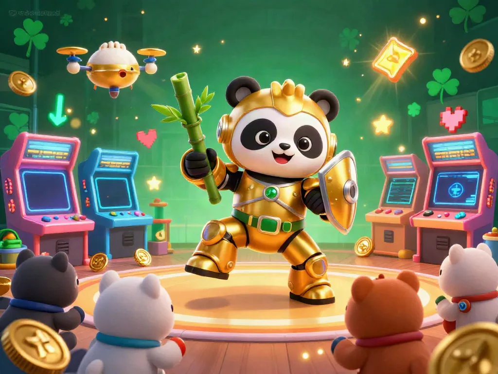 Experience the thrill of สล็อตออนไลน์ with dynamic mech-suit characters and vibrant casino elements in a lively arena.