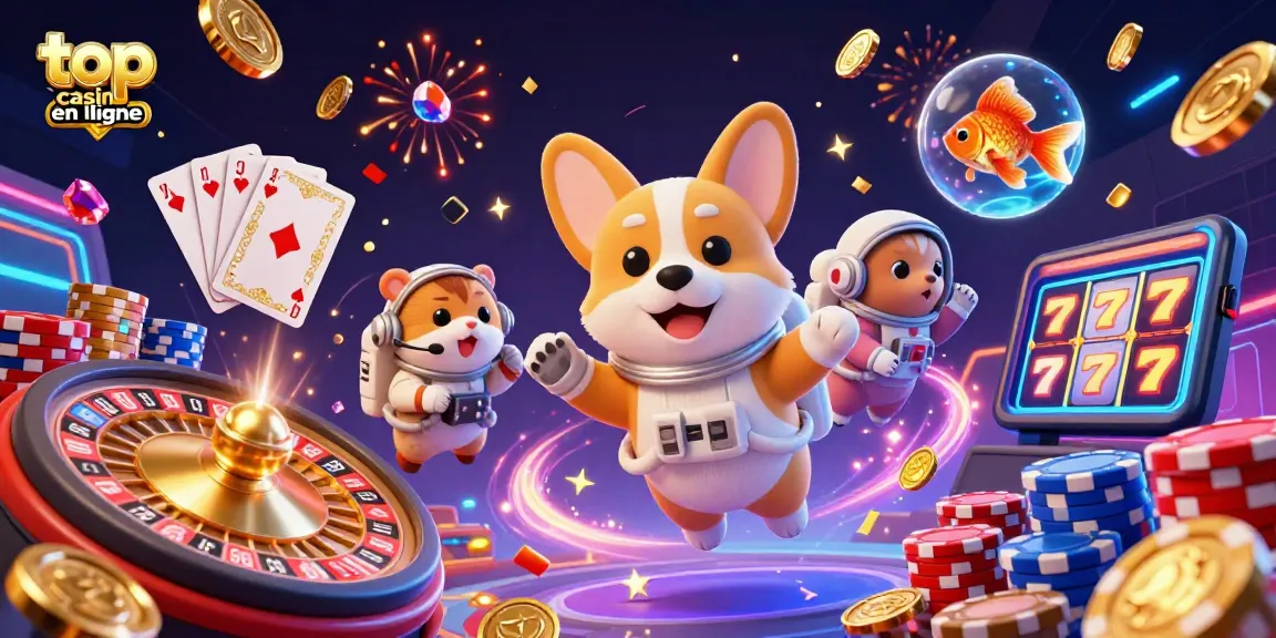 Jouer sur le top casino en ligne avec un corgi astronaute et des pièces flottantes.