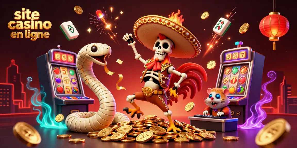 Un événement festif de casino en ligne avec un rooster mariachi dansant entouré de symboles dorés.