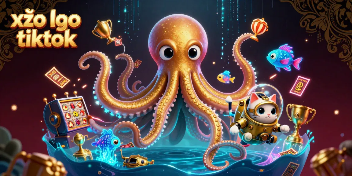 xóa logo tiktok with a colossal kraken, vintage diving cat, and casino elements emphasizing thrilling gameplay