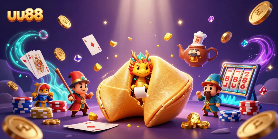 Play exhilarating games at uu88 with golden treasures and dynamic casino elements in a captivating illustration.